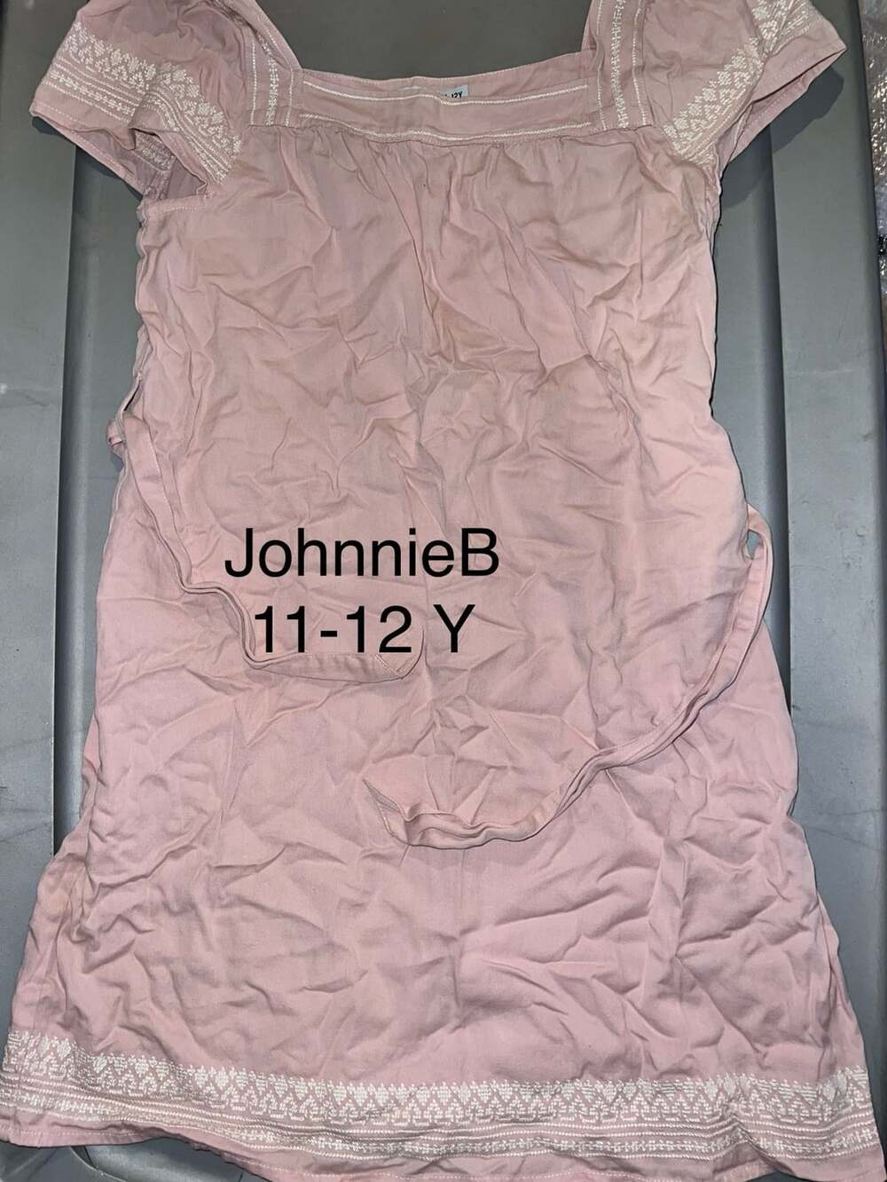 Johnnie B Dress Size 11-12Y Pink Embroidered Off Shoulder